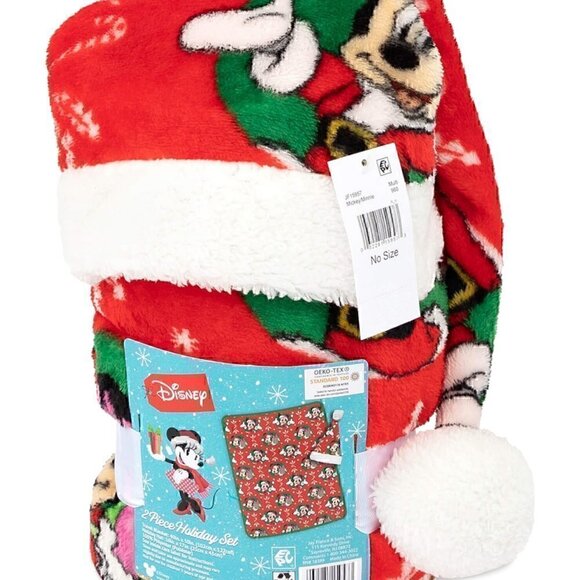 Other - Disney Mickey & Minnie Blanket and Santa Hat Set - Multi